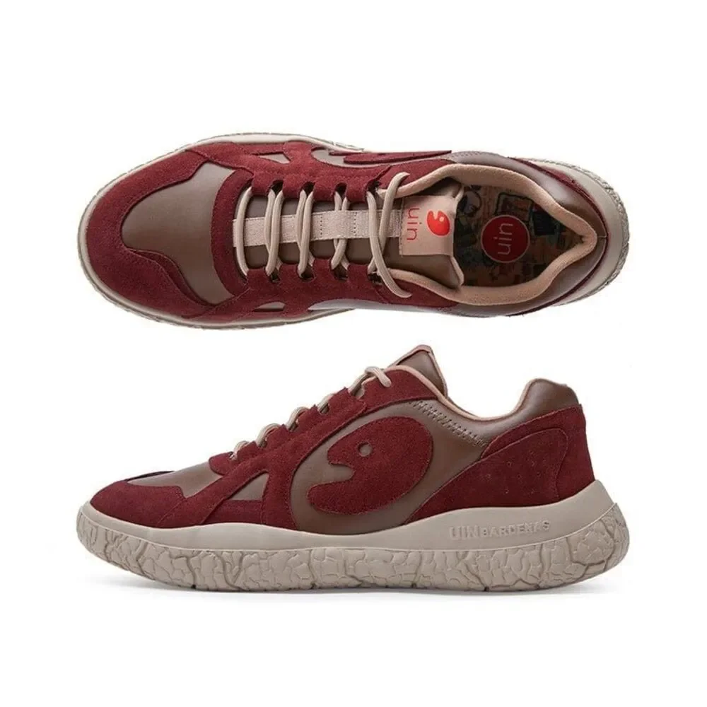 UIN Men's Walking Shoes Casual Chunky Comfort Sneaker(Rubber Red Brown) 133